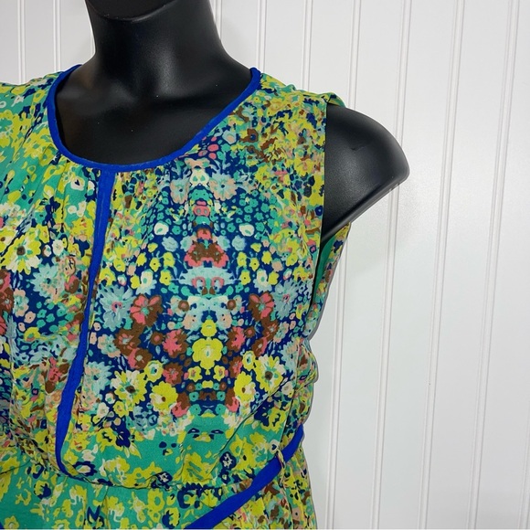 Multicolored Cap Sleeve Scoop keyhole  Neck Sundress large - Picture 2 of 7